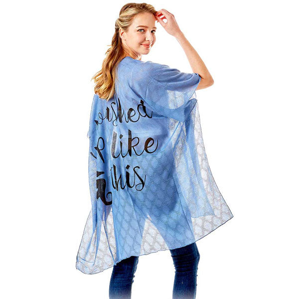 Navy I Washed Up Like This Solid Lettering Cover Up Poncho, The lightweight poncho top is made of soft and breathable Viscose material. The fashionista Poncho Cover up with open front design, simple basic style, easy to put on and down. Perfect Gift for Wife, Mom, Birthday, Holiday, Anniversary, Fun Night Out.