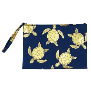 Navy Metallic Turtle Pouch Clutch Bag. Whether you are out shopping, going to the pool or beach, this sea life turtle themed clutch bag is the perfect accessory. Spacious enough for carrying any and all of your seaside essentials. Perfect Birthday Gift, Anniversary Gift, Just Because Gift, Mother's day Gift, Summer, Sea Life & night out on the beach etc.