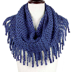 Navy Mini Tube Fringe Scarf, This comfortable scarf features a mini tube look available in a variety of bold colors. Full and versatile, this cute scarf is the perfect and cozy accessory to keep you warm and stylish. on trend & fabulous, a luxe addition to any cold-weather ensemble. You will always look chic and elegant wearing this feminine pieces. Great for everyday use in the chilly winter to ward against coldness. Awesome winter gift accessory!