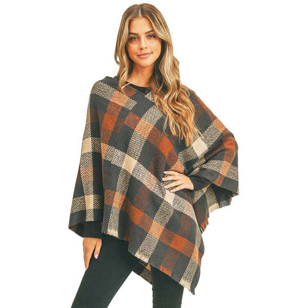 Navy Multi Color Checker Poncho, ensure your upper body stays perfectly toasty when the temperatures drop, timelessly beautiful, gently nestles around the neck and feels exceptionally comfortable to wear this multi color checker poncho. A fashionable eye catcher, will quickly become one of your favorite accessories, warm and goes with all your winter outfits.