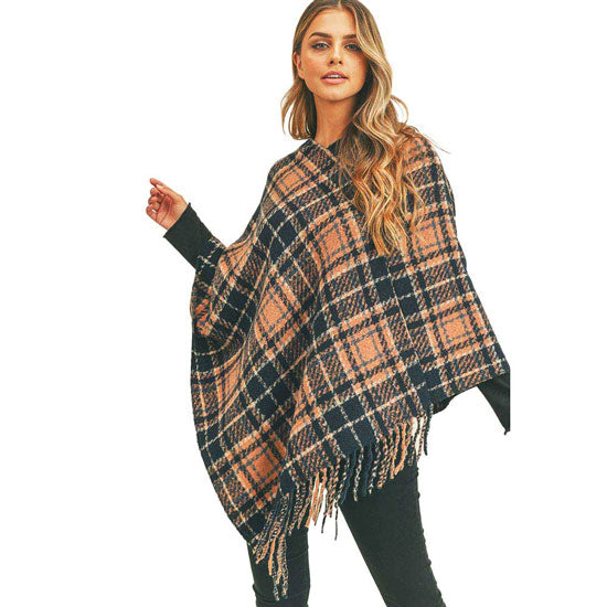 Navy Multi Plaid Poncho. This kimono poncho is lightweight and soft brushed exterior fabric that make you feel more warm and comfortable. Cute and trendy Plaid Vest for women. Great for dating, hanging out, daily wear, vacation, travel, shopping, holiday attire, office, work, outwear, fall, spring or early winter. Perfect Gift for Wife, Mom, Birthday, Holiday, Anniversary, Fun Night Out.