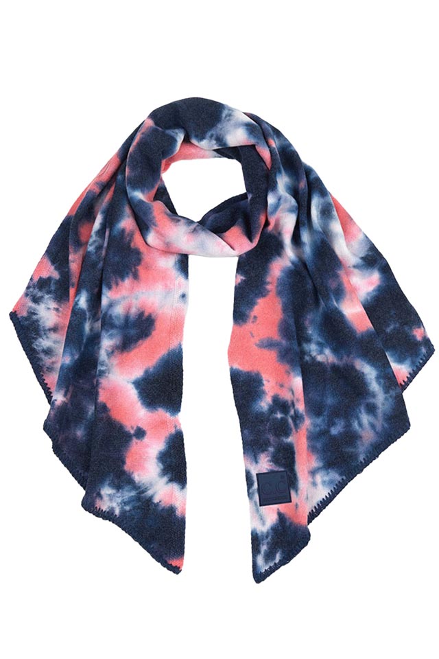 Navy Pink C C Tie Dye Bias Cut Scarf With Rubber Patch, add a beautiful look and touch of perfect class to your outfit in style. Nicely designed with tie dye that gives a unique and awesome appearance with comfort and warmth. Perfect weight makes it wearable to complement your outfit, or with your favorite fall jacket. Great for daily wear in the cold winter to protect you against the chill.