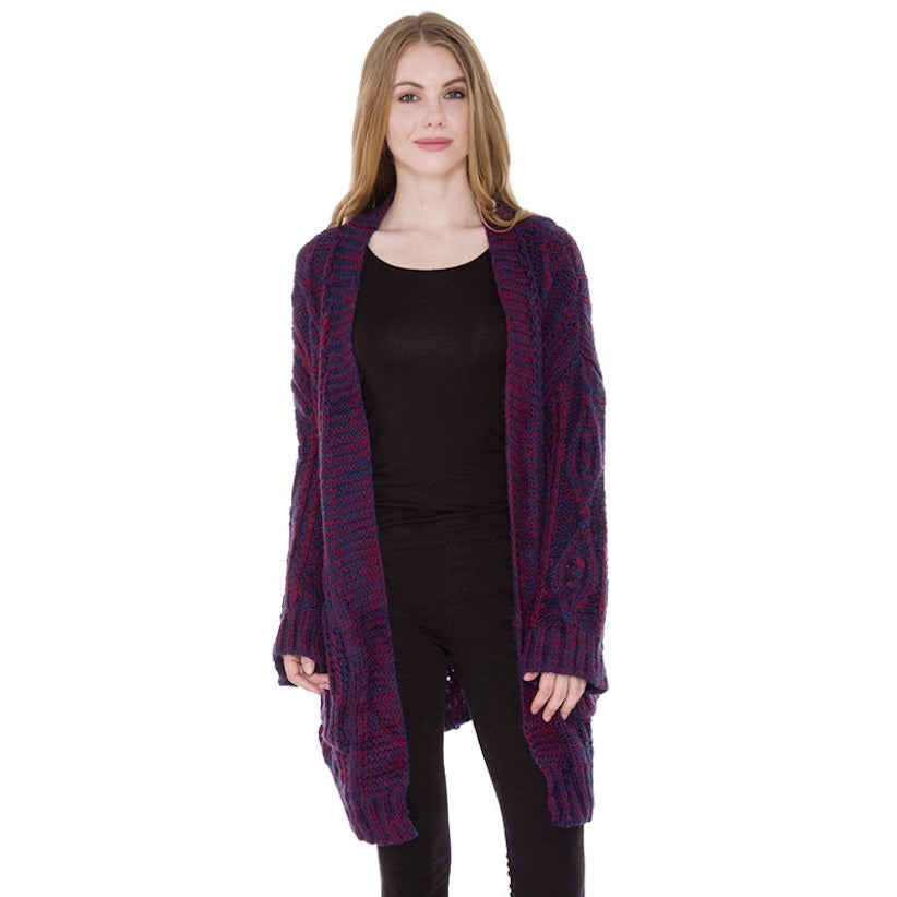 Fuchsia Front Pocket Knitted Soft Warm Long Cardigan Outwear Shawl Cover Up, the perfect accessory, luxurious, trendy, super soft chic capelet, keeps you warm & toasty. You can throw it on over so many pieces elevating any casual outfit! Perfect Gift Birthday, Holiday, Christmas, Anniversary, Wife, Mom, Special Occasion