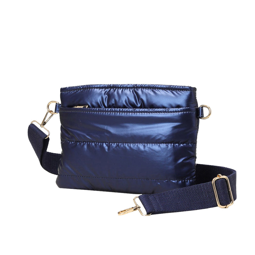 Navy Solid Puffer Crossbody Bag, Complete the look of any outfit on all occasions with this Solid Puffer Crossbody Bag. Beautiful color variations make this bag fit for any outfit at any place. It offers enough room for your essentials. With a One Inside Zipper Pocket, and a secured Chain Closure at the top. This bag will be your new go-to! Casual, & easy style, can be used for Work, School, Excursions, Going out, Shopping, Parties, etc. Stay trendy!