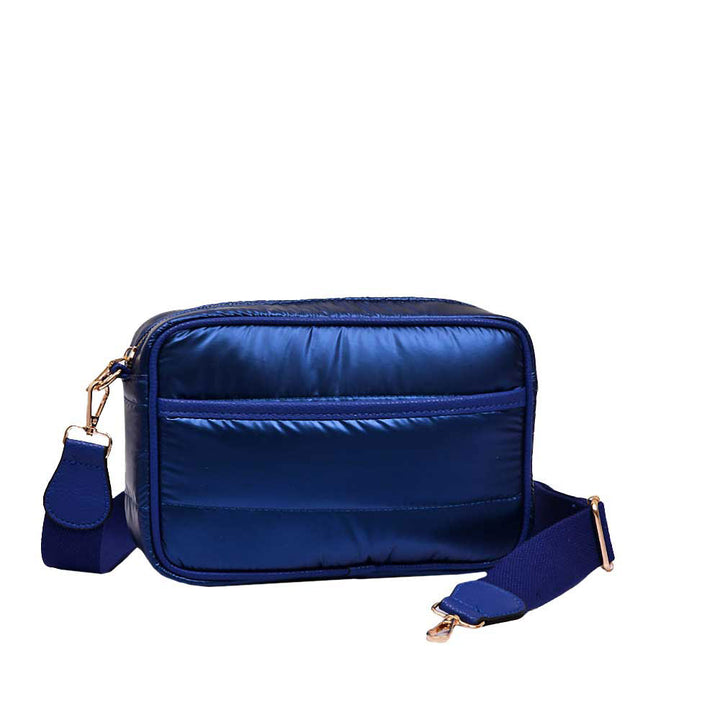 Navy Solid Rectangle Puffer Crossbody Bag, Complete the look of any outfit on all occasions with this Puffer Crossbody Bag. This Puffer bag offers enough room for your essentials. Featuring a one-front slip Pocket, two inside slip Pockets, and a Zipper closure at the top, this bag will be your new go-to! The zipper closure design ensures the safety of your property. These beautiful and trendy Crossbodies have adjustable and detachable hand straps that make your life more comfortable.