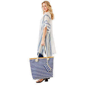 Navy Stripe Print Beach Tote Bag,  Whether you are out shopping, going to the pool or beach, this Stripe print beach tote bag is the perfect accessory. Spacious enough for carrying any and all of your seaside essentials. The soft rope straps really helps carrying this tie due shoulder bag comfortably. Perfect as a beach bag to carry foods, drinks, towels, swimsuit, toys, flip flops, sun screen and more. Gift idea for your loving one!
