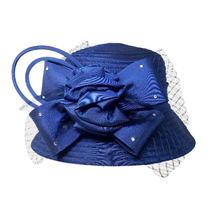 Navy Studded Bow Flower Mesh Dressy Hat, is an elegant and high-fashion accessory for your modern couture. Unique and elegant hats, family, friends, and guests are guaranteed to be astonished by this studded bow dressy hat. The fascinator hat with exquisite workmanship is soft, lightweight, skin-friendly, and very comfortable to wear. 