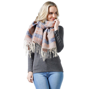 Navy Western Pattern Woven Scarf Shawl, trendy, and soft. Keeps you warm and toasty in the cold weather. You can throw it on over so many pieces elevating any casual outfit! A perfect gift for Wife, Mom, Birthday, Holiday, Christmas, Anniversary, Fun Night Out. Great for daily wear in the cold winter to protect you against the chill. Enjoy the winter with enhanced luxe!