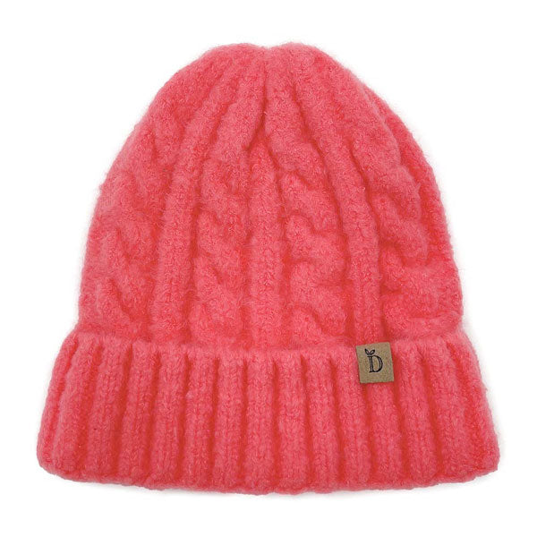 Neon Pink Acrylic One Size Cable Knit Cuff Beanie Hat, Before running out the door into the cool air, you’ll want to reach for these toasty beanie to keep your hands warm. Accessorize the fun way with these beanie, it's the autumnal touch you need to finish your outfit in style. Awesome winter gift accessory!