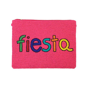 Neon Pink Fiesta Seed Beaded Message Clutch Crossbody Bag, these awesome fiesta message clutch crossbody bags are a wonderful accessory for your fiesta Day outfit or any other occasion where you need some extra luck! Be the ultimate fashionista carrying this trendy fiesta Seed Beaded clutch bag! Great for when you need something small to carry or drop in your bag. perfect for makeup, money, credit cards, keys or coins, and many more things.