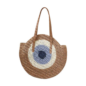 Neutral Color Block Straw Round Shoulder Bag, This straw shoulder bag is versatile enough for wearing through the week, simple and leisurely, elegant and fashionable, suitable for women of all ages, and ultra-lightweight to carry around all day. Perfect for traveling, beach, dating, and other outdoor activities in daily life.