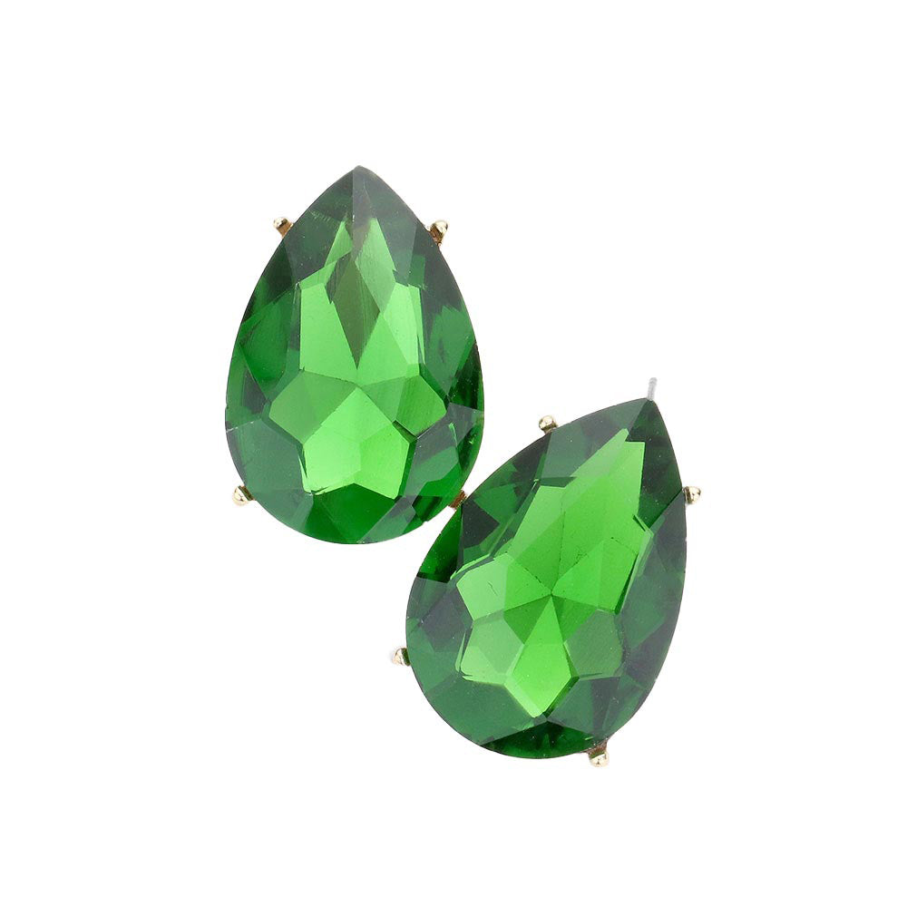 Olive Green Teardrop Stone Evening Earrings, This teardrop stone earring put on a pop of color to complete your ensemble. Teardrop Stone and sparkling design give these stunning earrings an elegant look. Classic, elegant evening earrings for a special occasion, ideal for parties, weddings, graduation, and holidays, pair these evening earrings with any ensemble for a polished look. These earrings pair perfectly with any ensemble from business casual, to a night out on the town or a black-tie party.