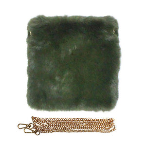 Olive Green Faux Fur Square Crossbody Bag, amps up your beauty with any outfit and makes your confidence high. Take it before going out with all of your handy items in it. It's cute and very much comfortable. Lightweight and easy to carry. Simple yet awesome and comes with a strap for easy carrying. This eye-catchy bag is the perfect accessory for carrying makeup, money, credit cards, keys or coins, etc. handy items. Put it in your bag and find it quickly with its bright colors. 