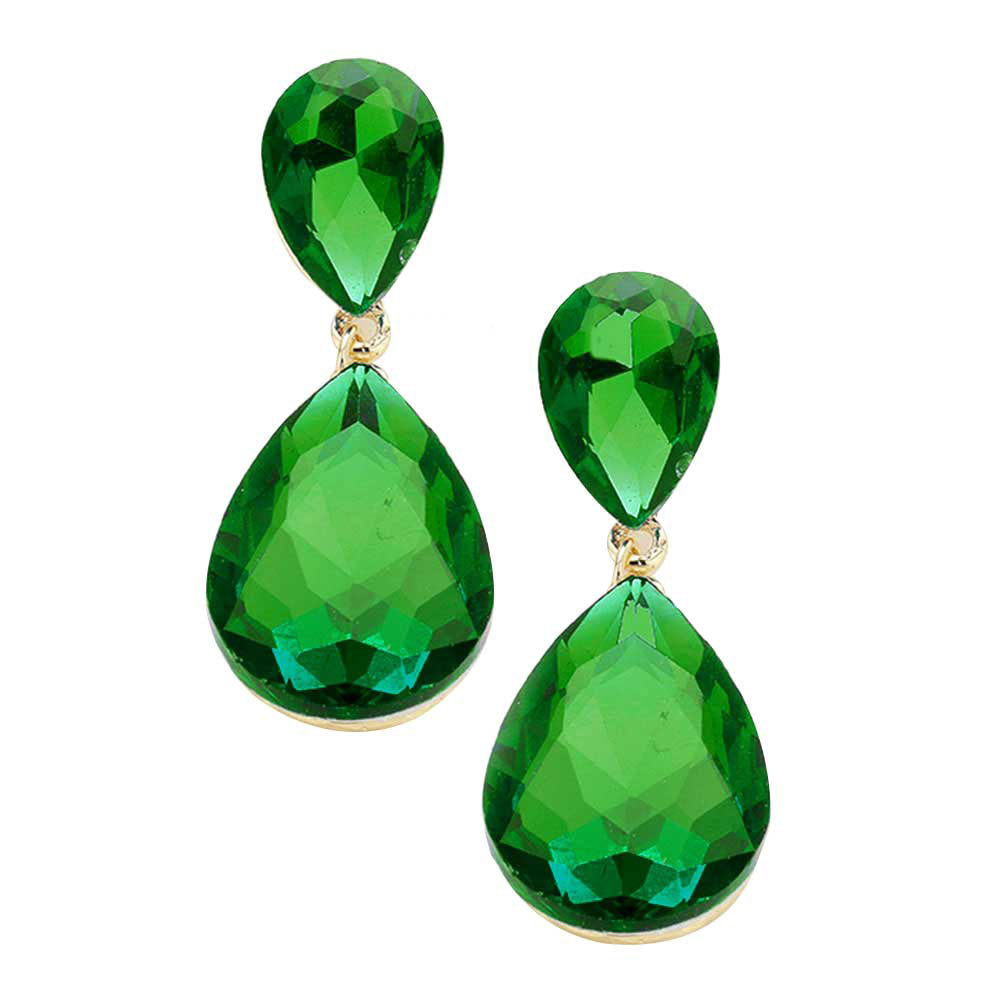 green frog dress Glass Crystal Teardrop Evening Earrings – Madeline Love