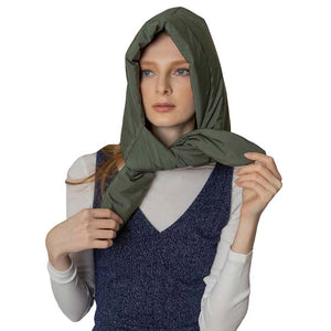 Olive Padded Snood Hat With Tie, Comfortable and lightweight made with breathable fabric. It is shaped to fit around collars and has a tie to ensure a comfortable fit and amp up your beauty. The fabulous and stylish hat is for an all-in-one hat and snood. This Padded Snood Hat With Tie will become a favorite accessory in cold weather every day indoors and outer. Wear this snood before running out of the door in the cold weather on winter days