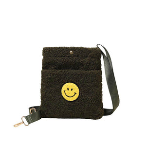 Olive Green Smile Pointed Sherpa Rectangle Crossbody Bag, This high quality smile crossbody bag is both unique and stylish. perfect for money, credit cards, keys or coins, comes with a belt for easy carrying, light and simple. Look like the ultimate fashionista carrying this trendy Smile Pointed Sherpa Rectangle Crossbody Bag!