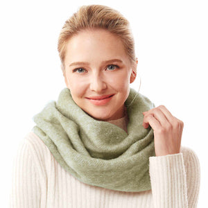 Olive Green Soft Fuzzy Solid Infinity Scarf Cowl Neck Scarf Endless Loop Scarf, Endless Loop delicate, warm, on trend & fabulous, deluxe addition to any cold-weather ensemble. Wraparound, loops around neck, great for daily wear, protects you against chill, plush fabric, feels amazing snuggled up against your cheeks.  Ideal Gift
