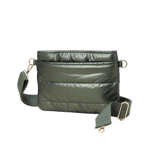 Solid Puffer Crossbody Bag - Olive