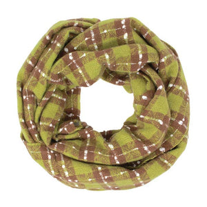 Olive Plaid Check Infinity Super Soft Scarf, is a beautiful addition to your attire. The attractive plaid pattern makes this scarf awesome to amp up your beauty to a greater extent. It perfectly adds luxe and class to your ensemble. Absolutely amplifies the glamour with a plush material that feels amazing snuggled up against your cheeks. It's a versatile choice and can be worn in many ways with any outfit. A beautiful gift for your Wife, Mom, and your beloved ones