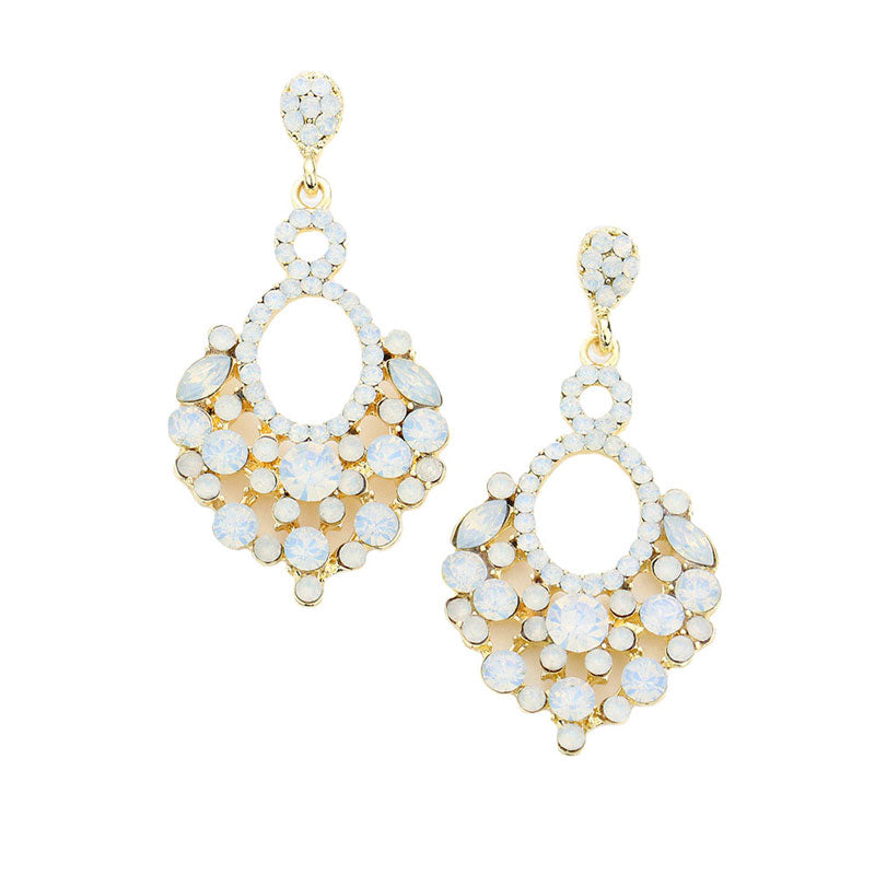 Opal White Marquise Crystal Chandelier Statement Evening Earrings, put on a pop of color to complete your ensemble. Perfect for adding just the right amount of shimmer & shine and a touch of class to special events. Perfect Birthday Gift, Anniversary Gift, Mother's Day Gift, Graduation Gift.