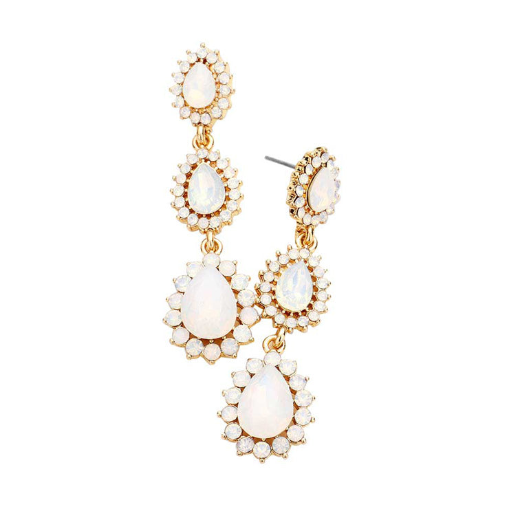 Opal White TearDrop Dangle Evening Earrings, Classic, Elegant Teardrop Dangle Earrings Special Occasion ideal for parties, weddings, graduation, prom, holidays, pair these evening earrings with any ensemble for a polished look. These earrings pair perfectly with any ensemble from business casual, to night out on the town or a black tie party. Also makes a great gift for a loved one or for yourself.