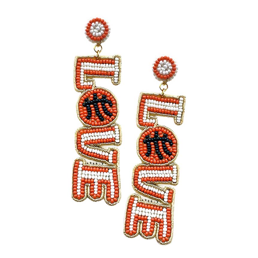 Orange LOVE Felt Back Seed Beaded Basketball Message Dangle Earrings, are stylish to cheer up your favorite basketball team and make your lover a new level of affection with the love basketball message dangle earrings. These love-themed and basketball message earrings are versatile enough for wearing straight through the week.