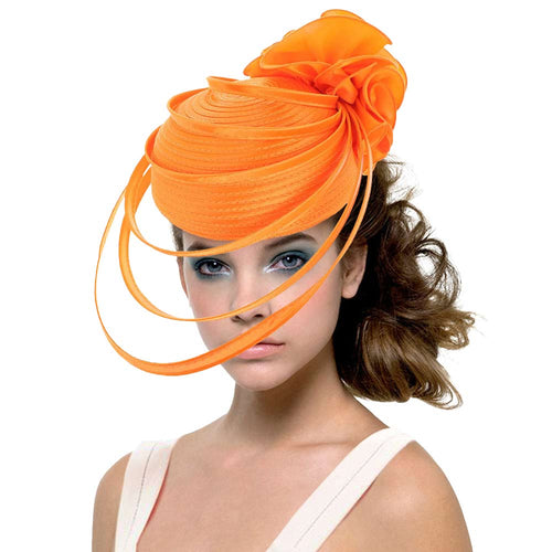 Sombrero elegante de tela con cordón elástico en punta - Naranja