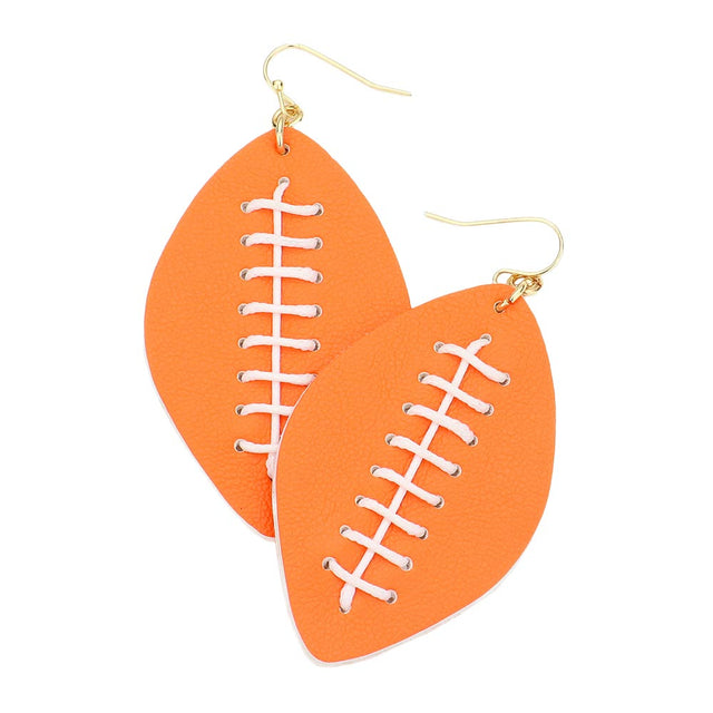 Orange Faux Leather Football Dangle Earrings, are beautifully crafted to cheer your favorite team up at the gallery or anywhere else to make you stand out of the crowd and attractive. Show your trendy choice and declare your presence. Gift someone or yourself these ultra-chic earrings to take a look up a notch. These sports-themed earrings are versatile enough for wearing straight through the week.