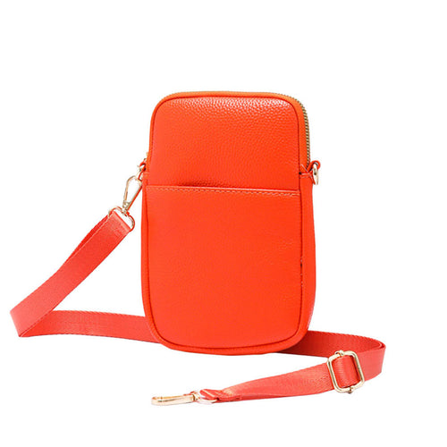 Bolso bandolera rectangular de piel sintética - Naranja