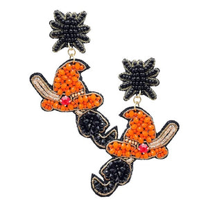 These bewitching Multi Beaded Detailed Spooky Witch Hat Broom Earrings will give your look an extra spell-binding touch! Made with felt backing and multi-bead design, these earrings are sure to charm anyone in their path. Oh, something wicked this way comes!