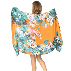 Orange Flower Printed Oblong Scarf, this timeless flower-printed oblong scarf is soft, lightweight, and breathable fabric, close to the skin, and comfortable to wear. Sophisticated, flattering, and cozy. look perfectly breezy and laid-back as you head to the beach. A fashionable eye-catcher will quickly become one of your favorite accessories.