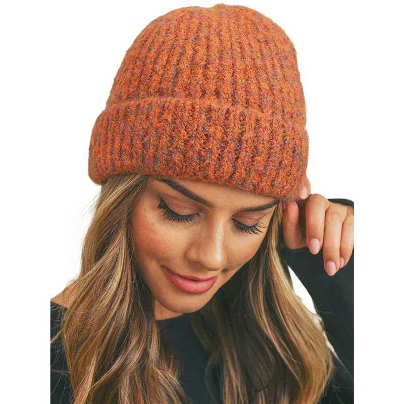 Orange Fuzzy Mixed Color Knit Beanie, Take your winter outfit to the next level and have mixed color beanie, Comfortable beanie keep your head and ear warm during the winter. This beanie can be worn both casual and sophisticated wear and also perfect for outdoor fashion, including biking, camping, ice skating, snowboarding, running and more. Awesome winter gift accessory! 