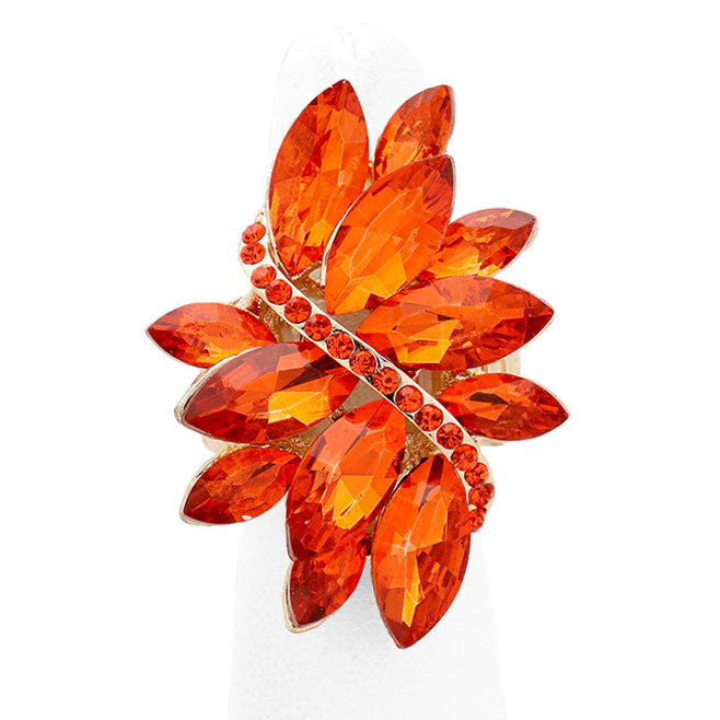 Orange Marquise Crystal Cluster Stretch Ring, Beautifully crafted design adds a gorgeous glow to any outfit. Jewelry that fits your lifestyle! Perfect for adding just the right amount of shimmer & shine and a touch of class to special events. Perfect Birthday Gift, Anniversary Gift, Mother's Day Gift, Graduation Gift, Just Because Gift, Thank you Gift.