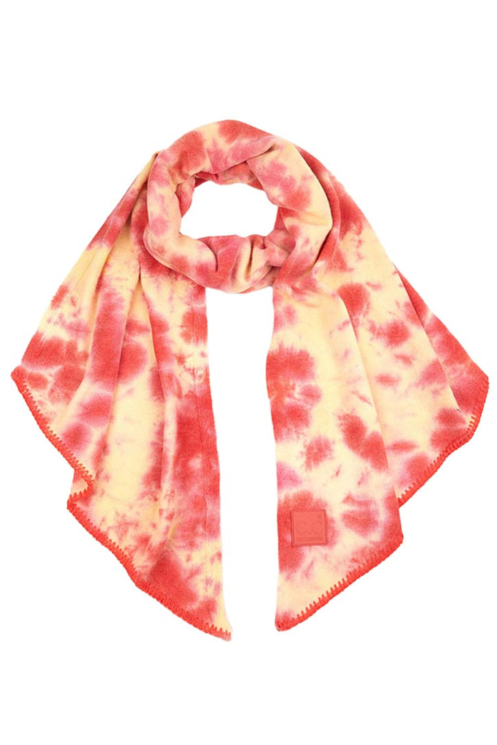 Orange Peach C C Tie Dye Bias Cut Scarf With Rubber Patch, add a beautiful look and touch of perfect class to your outfit in style. Nicely designed with tie dye that gives a unique and awesome appearance with comfort and warmth. Perfect weight makes it wearable to complement your outfit, or with your favorite fall jacket. Great for daily wear in the cold winter to protect you against the chill.