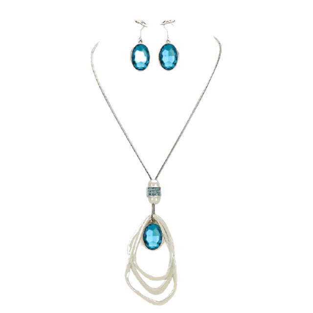 Oval Oval Glass Crystal Triple Abstract Hoop Necklace with earrings set; exquisite beautifully crafted charms add a gorgeous glow to any outfit. Perfect Birthday Gift, Anniversary Gift, Mother's Day Gift, Anniversary Gift, Graduation Gift, Prom Jewelry, Just Because Gift, Thank you Gift, Keepsake Gift, Mom Gift