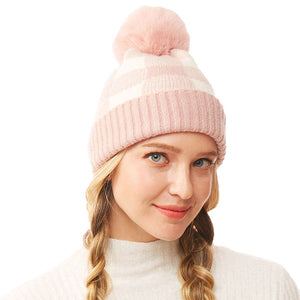 Pink Buffalo Check Knit Pom Pom Beanie Hat. Before running out the door into the cool air, you’ll want to reach for these toasty beanie to keep your hands incredibly warm. Accessorize the fun way with these beanie , it's the autumnal touch you need to finish your outfit in style. Awesome winter gift accessory!