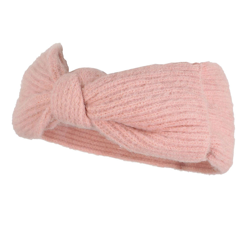 Pink Bow Knit Elastic Headband. Ear warmer will shield your ears from cold winter weather ensuring all day comfort. Ear band is soft, comfortable and warm adding a touch of sleek style to your look, show off your trendsetting style when you wear this ear warmer and be protected in the cold winter winds.