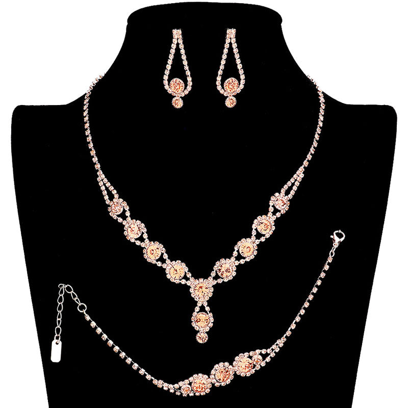 Peach 3PCS Rhinestone Bubble Necklace Jewelry Set, These glamorous Rhinestone Bubble jewelry sets will show your perfect beauty & class on any special occasion. The elegance of these rhinestones goes unmatched. Great for wearing at a party! Perfect for adding just the right amount of glamour and sophistication to important occasions. These classy Rhinestone Bubble Jewelry Sets are perfect for parties, Weddings, and Evenings.