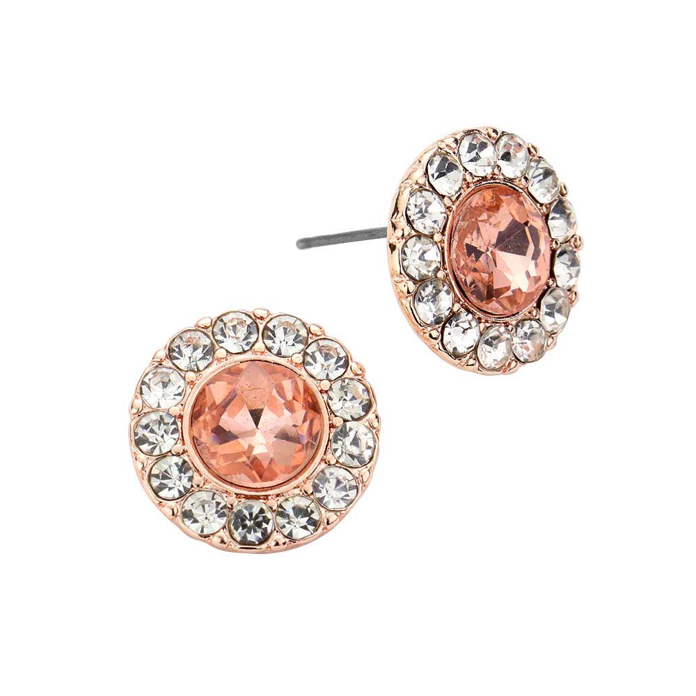 Peach Bubble Stone Embellished Round Stud Earrings, Elegance becomes you in these lightweight and playful, shiny glamorous Stone studs, the perfect sparkling accessory to add some sophisticated fun to your next social event. Coordinate this Stud earrings with any ensemble from business casual to everyday wear, the perfect addition to every outfit. Perfect Birthday Gift, Anniversary Gift, Mother's Day Gift, Graduation Gift, Prom Jewelry, Just Because Gift, Thank you Gift.