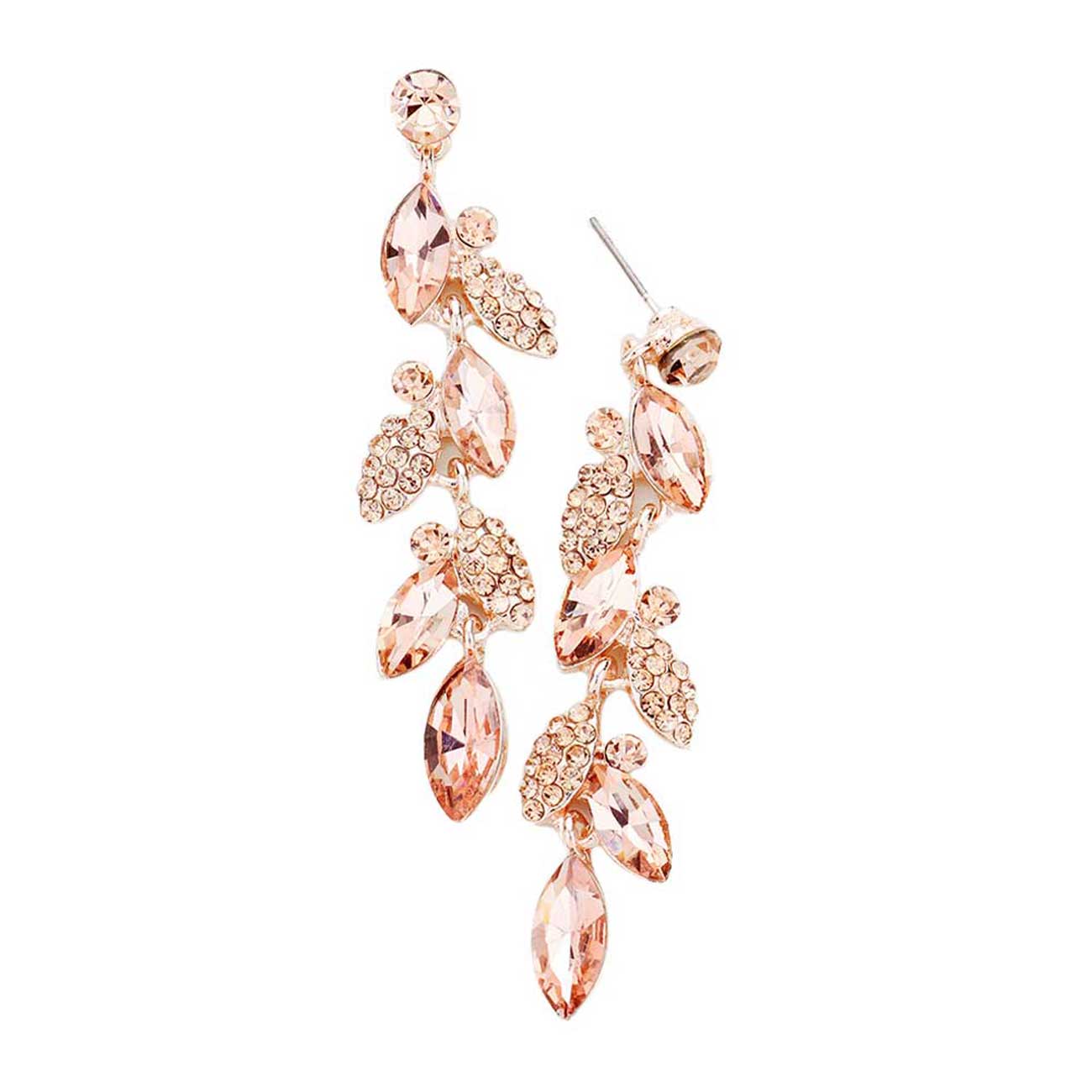 Peach Crystal Marquise Cluster Drop Evening Earrings. Look like the ultimate fashionista with these Earrings! Add something special to your outfit this Valentine! special It will be your new favorite accessory. Perfect Birthday Gift, Anniversary Gift, Mother's Day Gift, Graduation Gift, Valentine's Day Gift.
