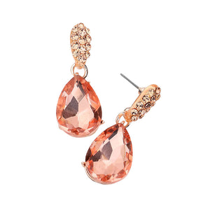    Peach  Crystal Teardrop Rhinestone Pave Evening Earrings, Add a pop of color to your ensemble, just the right amount of shimmer & shine, touch of class, beauty and style to any special events. These ultra-chic rhinestone earrings will take your look up a notch and add a gorgeous glow to any outfit with a touch of perfect class. Jewelry that fits your lifestyle and makes your moments awesome! 