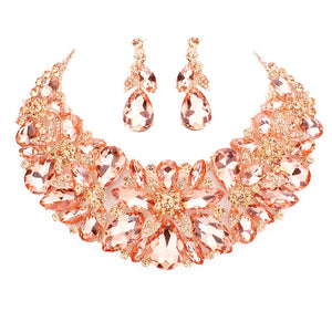 Peach Floral Multi Stone Cluster Evening Necklace. Look like the ultimate fashionista with these Necklace! Add something special to your outfit ! It will be your new favourite accessory. Perfect Birthday Gift, Mother's Day Gift, Anniversary Gift, Graduation Gift, Prom Jewellery, Just Because Gift, Thank you Gift.