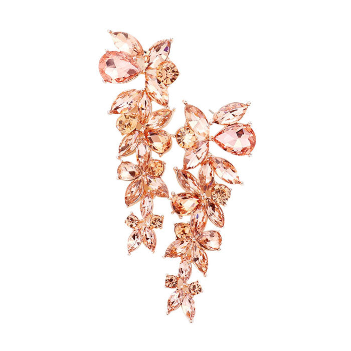 Peach Floral Multi Stone Evening Earrings, These gorgeous Stone pieces will show your class in any special occasion. The elegance of these Stone evening earrings goes unmatched. Perfect jewelry to enhance your look. These classy earrings are perfect for Party, Wedding and Evening. Awesome gift for birthday, Anniversary or any special occasion.