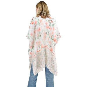 Peach Mint Flower Patterned Cover Up Kimono Poncho, beautifully flower-patterned Poncho is made of soft and breathable material that amps up your real and gorgeous look with a perfect attraction anywhere, anytime. Its eye-catchy design makes you stand out. Coordinate this cover-up kimono with any ensemble to finish in perfect style and get ready to receive beautiful compliments.