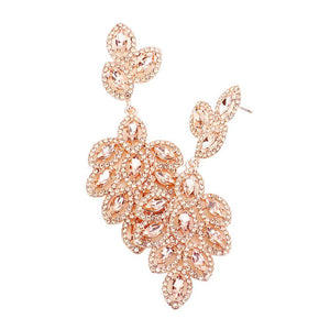 Peach Glass Crystal Marquise Cluster Drop Evening Earrings. Look like the ultimate fashionista with these evening earrings! Add something special to your outfit! luminous marquise Stone and sparkling crystal give these stunning earrings an elegant look. Ideal for parties, weddings, graduation, prom, holidays, pair these studs back earrings with any ensemble for a polished look. These earrings pair perfectly with any ensemble from business casual, to night out on the town or a black-tie party.