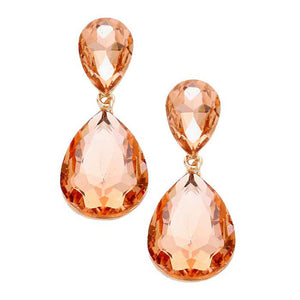 Peach Glass Crystal Teardrop Evening Earrings. This evening earring is simple and cute, easy to match any hairstyles and clothes. Suitable for both daily wear and party dress. Great choice to treat yourself and This earrings is perfect for Holiday gift, Anniversary gift, Birthday gift, Valentine's Day gift for a woman or girl of any age.