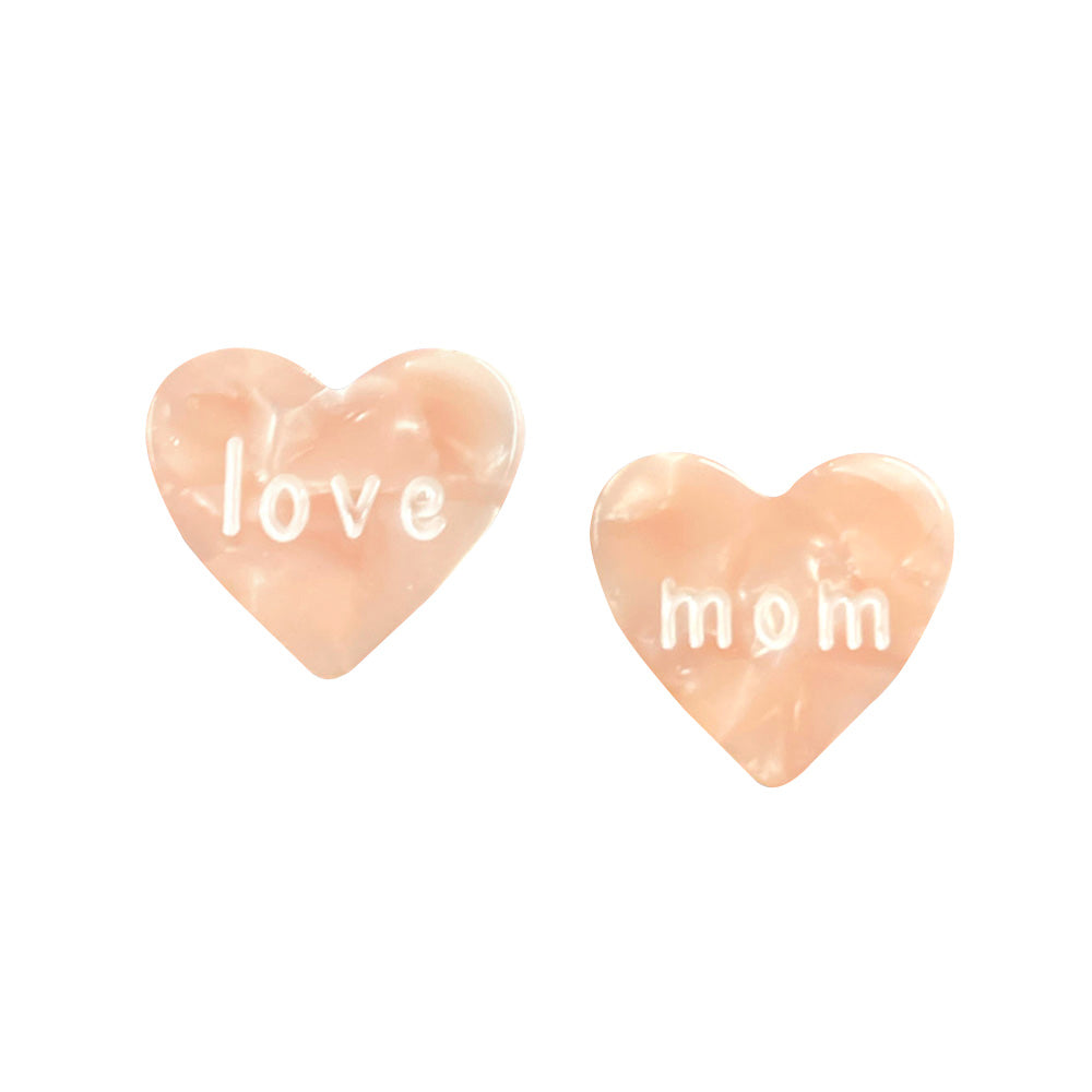 Peach Love Mom Message Celluloid Acetate Heart Stud Earrings, jewelry that fits your lifestyle, adding a pop of pretty color. Enhance your attire with these vibrant beautiful heart stud earrings to dress up or down your look. Look like the ultimate fashionista with these stud earrings! add something special to your outfit! It will be your new favorite accessory.