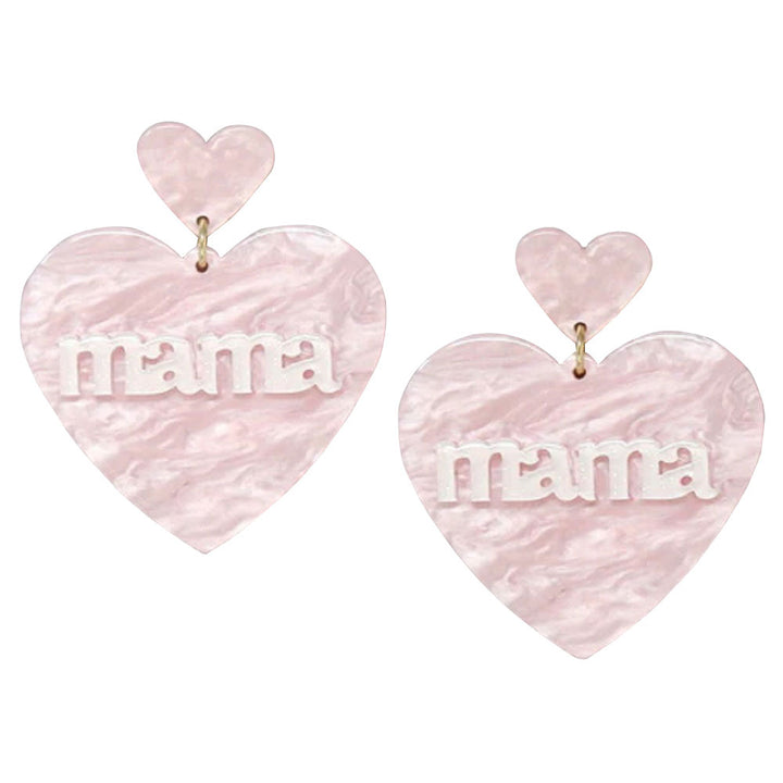 Peach Mama Heart Shape Acetate Drop Earrings, Look like the ultimate fashionista with these Mama Heart Shape Acetate Drop Earrings! Show your love for mom with these beautiful Drop Earrings. An excellent gift for your mom on her birthday, mother's day, anniversary, valentine's day, or any other meaningful occasion.