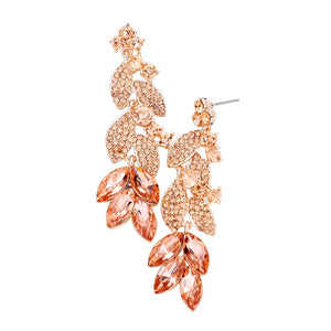Peach Marquise Crystal Rhinestone Vine Evening Earrings, These gorgeous rhinestone pieces will show your class in any special occasion. The elegance of these crystal evening earrings goes unmatched. Perfect jewelry to enhance your look. Awesome gift for birthday, Anniversary, Valentine’s Day or any special occasion.