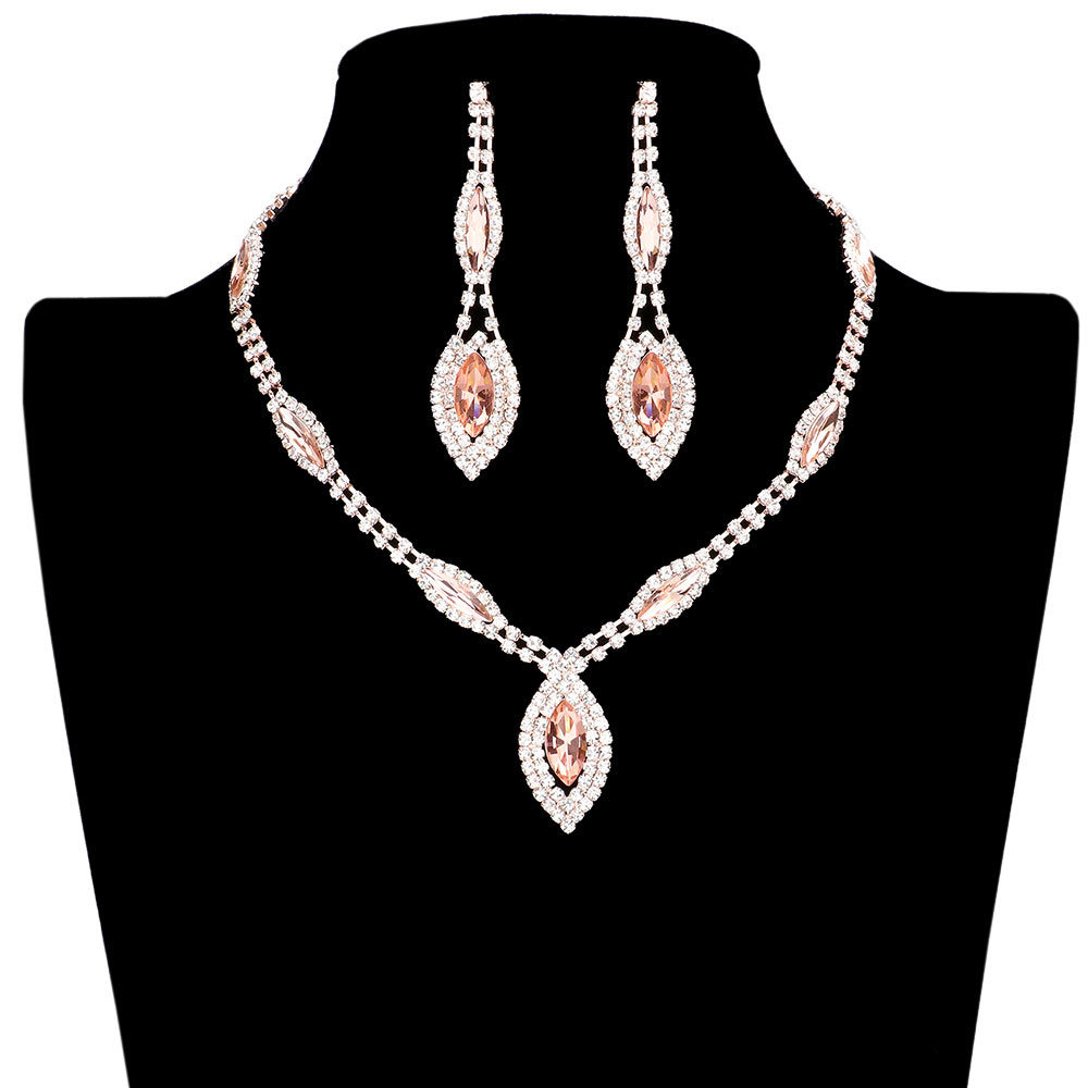 Peach Trendy Marquise Stone Accented Rhinestone Necklace, get ready with this rhinestone necklace to receive the best compliments on any special occasion. Put on a pop of color to complete your ensemble and make you stand out on special occasions. Awesome gift for anniversaries, Valentine’s Day, or any special occasion.